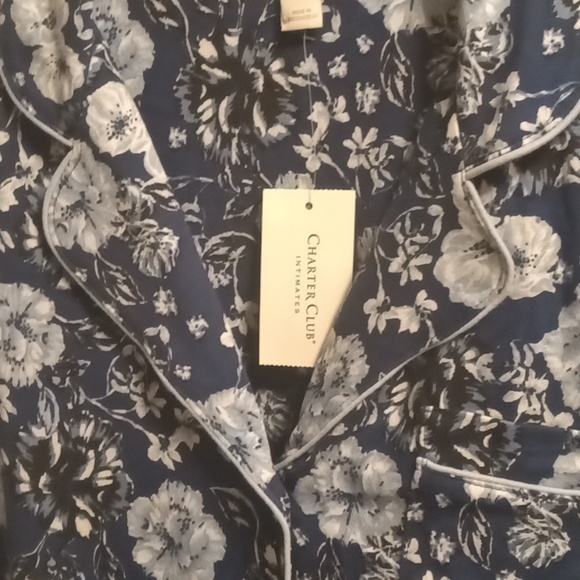 FINAL PRICE NWT CHARTER CLUB 2-pc blue multi-colored floral print pajama set Med - Picture 6 of 11